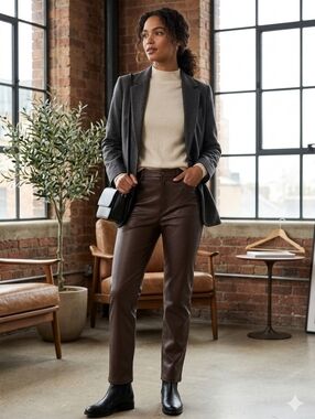 DYNAMITE BROWN VEGAN LEATHER PANTS SIZE 4